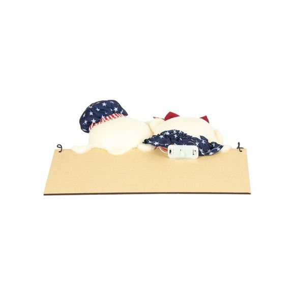 Illuminated USA Patriotic Teddy Bear Welcome Sign Wall Hanging - Picture 4 of 4